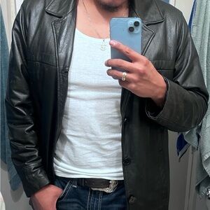 Wilsons Leather Men's Black Car Coat